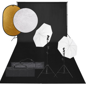 Kit de estudio fotográfico con set de luces. fondo y reflector D