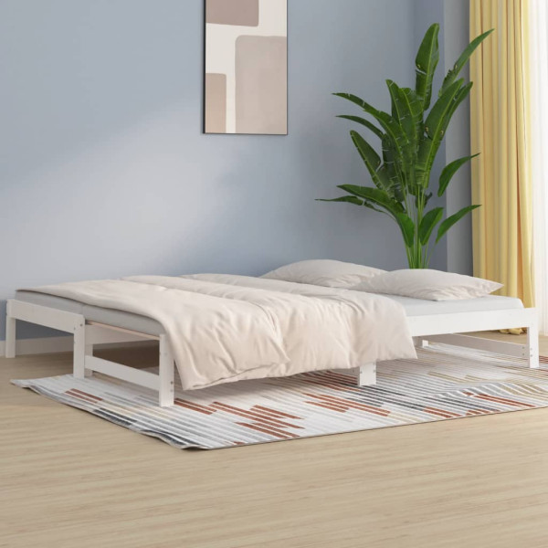 Sofá cama extraíble madera maciza de pino blanco 2x(90x200) cm D