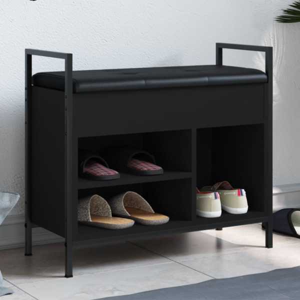 Banco zapatero madera de ingeniería negro 65.5x32x57.5 cm D