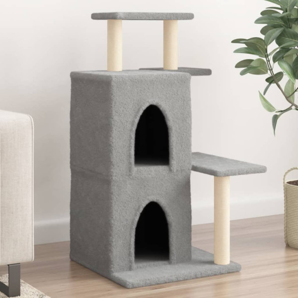 Raspador para gatos com postes de sisal cinza claro 97 cm D