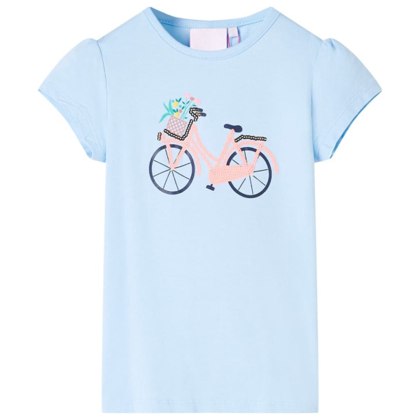 Camiseta infantil con estampado de bicicleta azul claro 140 D