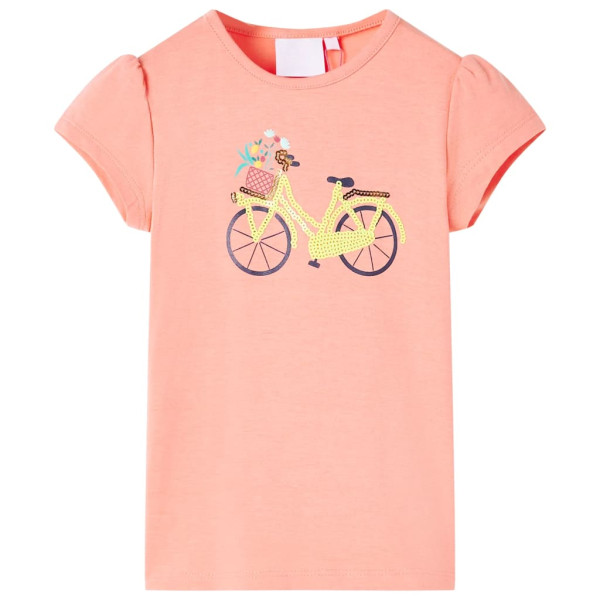 Camiseta infantil con estampado de bicicleta coral neón 116 D