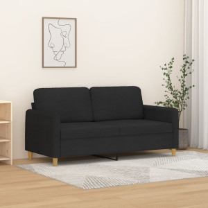 Sofá de 2 plazas de tela negro 140 cm D