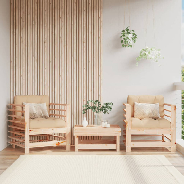 Assentos de jardim 2 unidades madeira maciça de pinheiro D