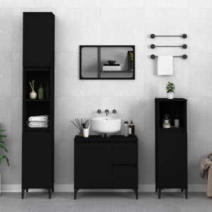 Armario de baño madera contrachapada negro 30x30x100 cm D