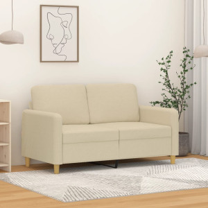 Sofá de 2 plazas de tela color crema 120 cm D