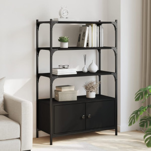 Livraria de 3 prateleiras madeira engenharia preto 70x30x109.5 cm D