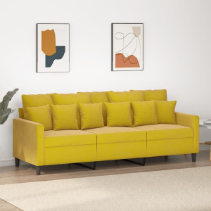 Sofá de 3 lugares veludo amarelo de 180 cm D