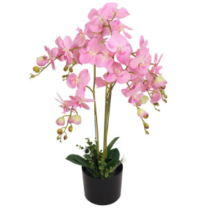 Planta de orquídea artificial con macetero rosa 75 cm D