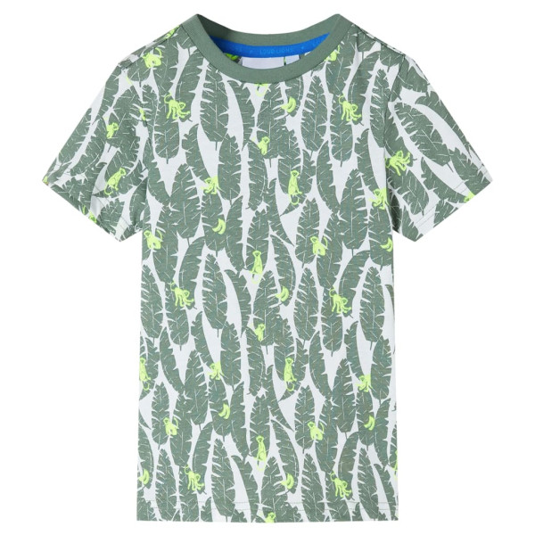 Camiseta infantil crudo y verde hiedra oscuro 116 D