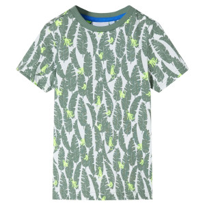 Camiseta infantil crudo y verde hiedra oscuro 128 D