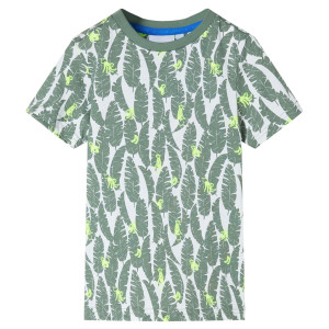 Camiseta infantil crudo y verde hiedra oscuro 104 D