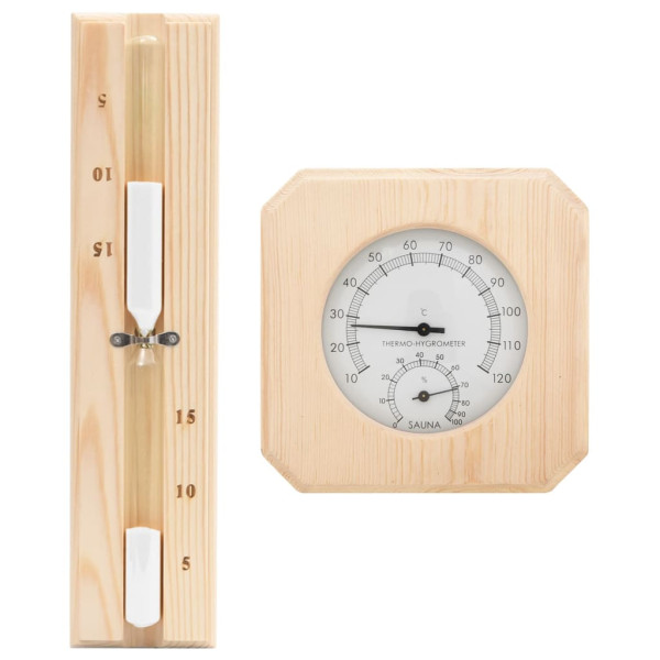 Higrotermógrafo y reloj de arena para sauna 2 en 1 madera pino D