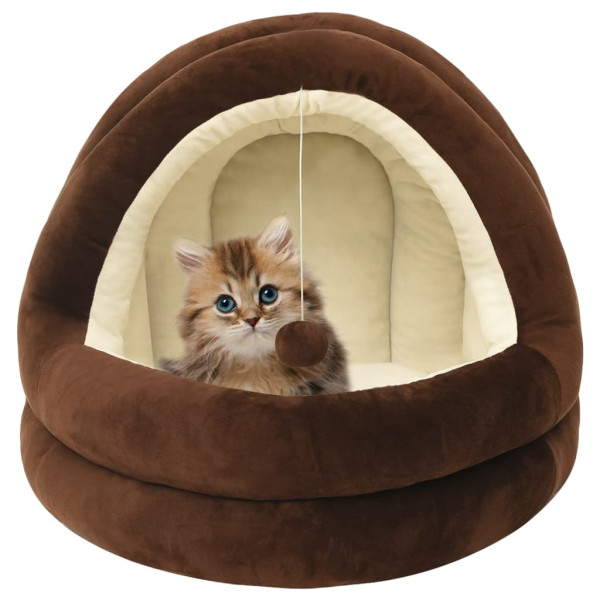 Cama para gatos marrom e creme 50x50x45 cm D