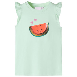 Camiseta infantil manga babado verde macio 92 D