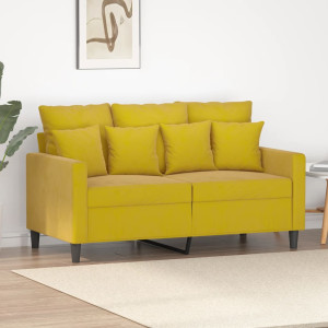 Sofá de 2 lugares veludo amarelo de 120 cm D