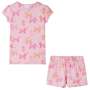 Pajamas de criança de manga curta rosa claro 128 D