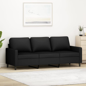 Sofá de 3 plazas terciopelo negro 180 cm D