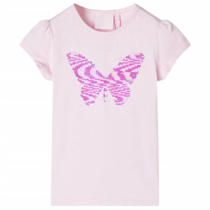 Camiseta de niños de manga casquillo rosa suave 140 D