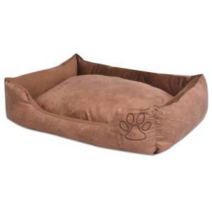 Cama de cão com almofada PU de couro artificial tamanho S D