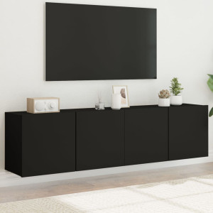 Muebles para TV de pared 2 unidades negro 80x30x41 cm D