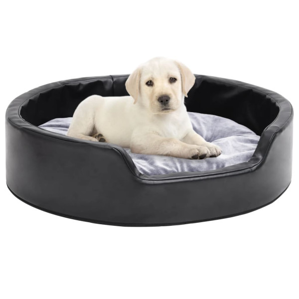 Cama de cão de pele negra cinza sintética 69x59x19 cm D