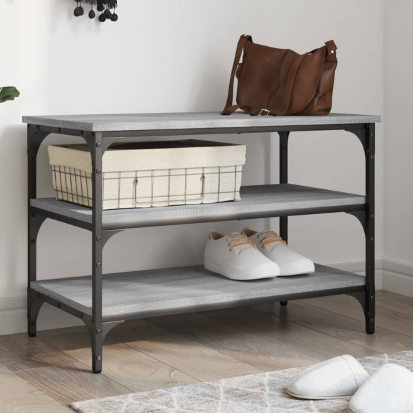 Banco zapatero madera de ingeniería gris Sonoma 70x38.5x49 cm D