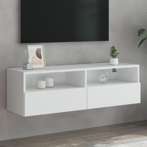 Mueble de pared para TV madera ingeniería blanco 100x30x30 cm D