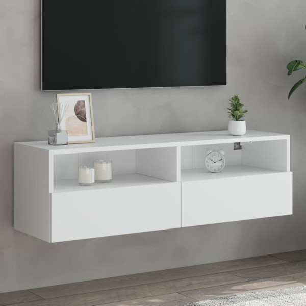 Mobiliário de parede para TV madeira engenharia branca 100x30x30 cm D