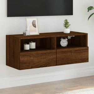 Mueble de pared TV madera ingeniería marrón roble 80x30x30 cm D