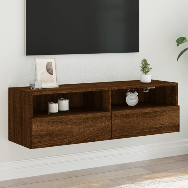 Mobiliário de parede TV madeira engenharia marrom carvalho 100x30x30 cm D