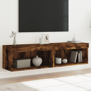 Muebles para TV con luces LED 2 uds roble ahumado 60x30x30 cm D