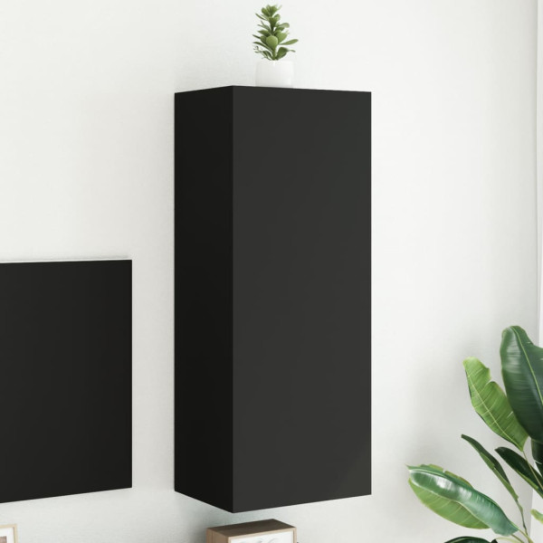 Mobiliário de TV de parede madeira de engenharia preta 40,5x30x90 cm D