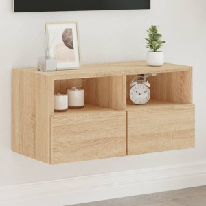 Mueble de TV de pared madera ingeniería roble Sonoma 60x30x30cm D