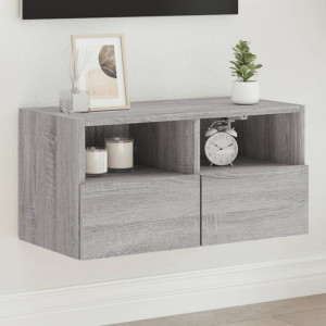 Mueble de pared TV madera de ingeniería Sonoma gris 60x30x30 cm D