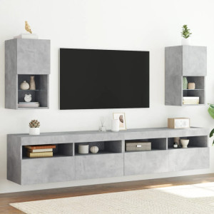 Muebles para TV con luces LED 2 uds gris hormigón 30.5x30x60 cm D