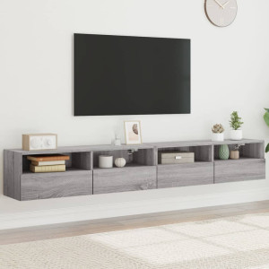 Móveis de parede para TV 2 vds madeira cinza Sonoma 100x30x30 cm D