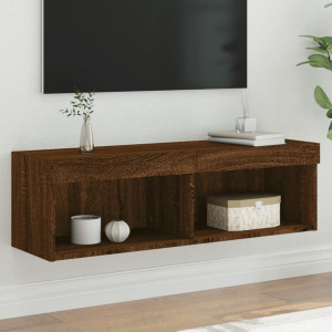 Mueble para TV con luces LED roble marrón 100x30x30 cm D