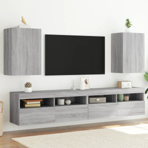 Muebles de TV de pared 2 uds madera gris Sonoma 40.5x30x60 cm D