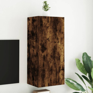 Mueble TV de pared madera ingeniería roble ahumado 40.5x30x90cm D