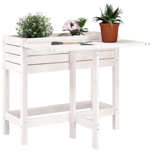 Jardinera con tapa plegable madera maciza de pino blanca D