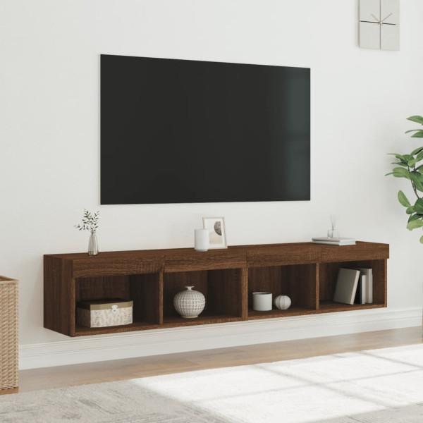 Muebles de TV con luces LED 2 uds marrón roble 80x30x30 cm D