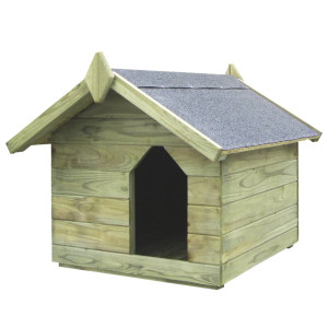 Casa de cachorro jardim de telhado aberto madeira de pinho impregnada D