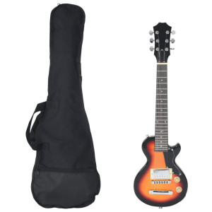 Guitarra elétrica para crianças com caixa marrom e preto 3/4 30 D