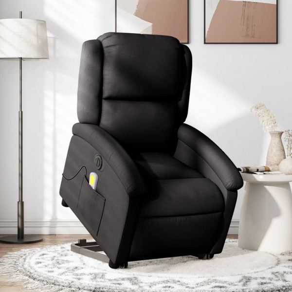 Sillón de masaje eléctrico reclinable elevable tela negro D