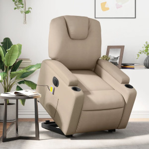 Sillón reclinable de masaje eléctrico cuero sintético capuchino D