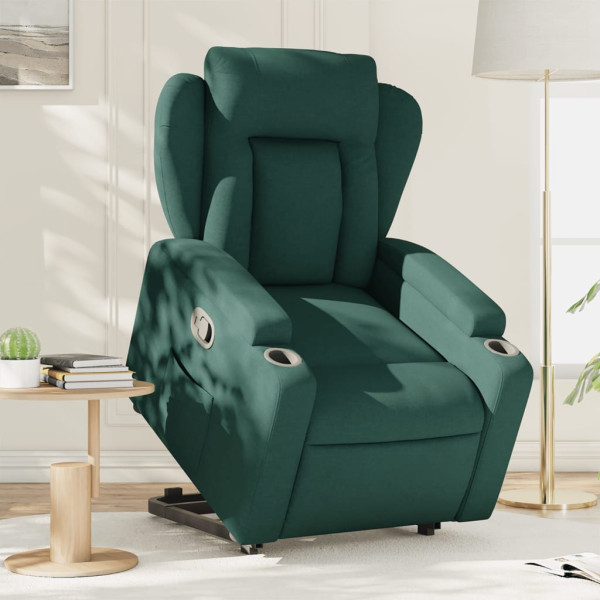 Sillón reclinable elevable tela verde oscuro D