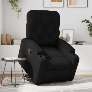 Sillón reclinable elevable cuero artificial negro D