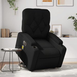 Sillón de masaje elevable eléctrico cuero sintético negro D