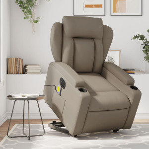 Sillón reclinable de masaje eléctrico cuero sintético capuchino D